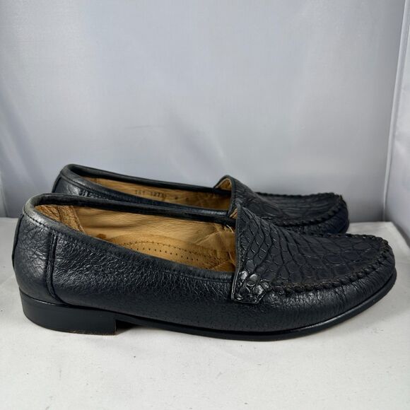 Zelli Mens Size 8M Loafers Shoes Black Genuine Crocodile Italy Hand Crafted main image 6